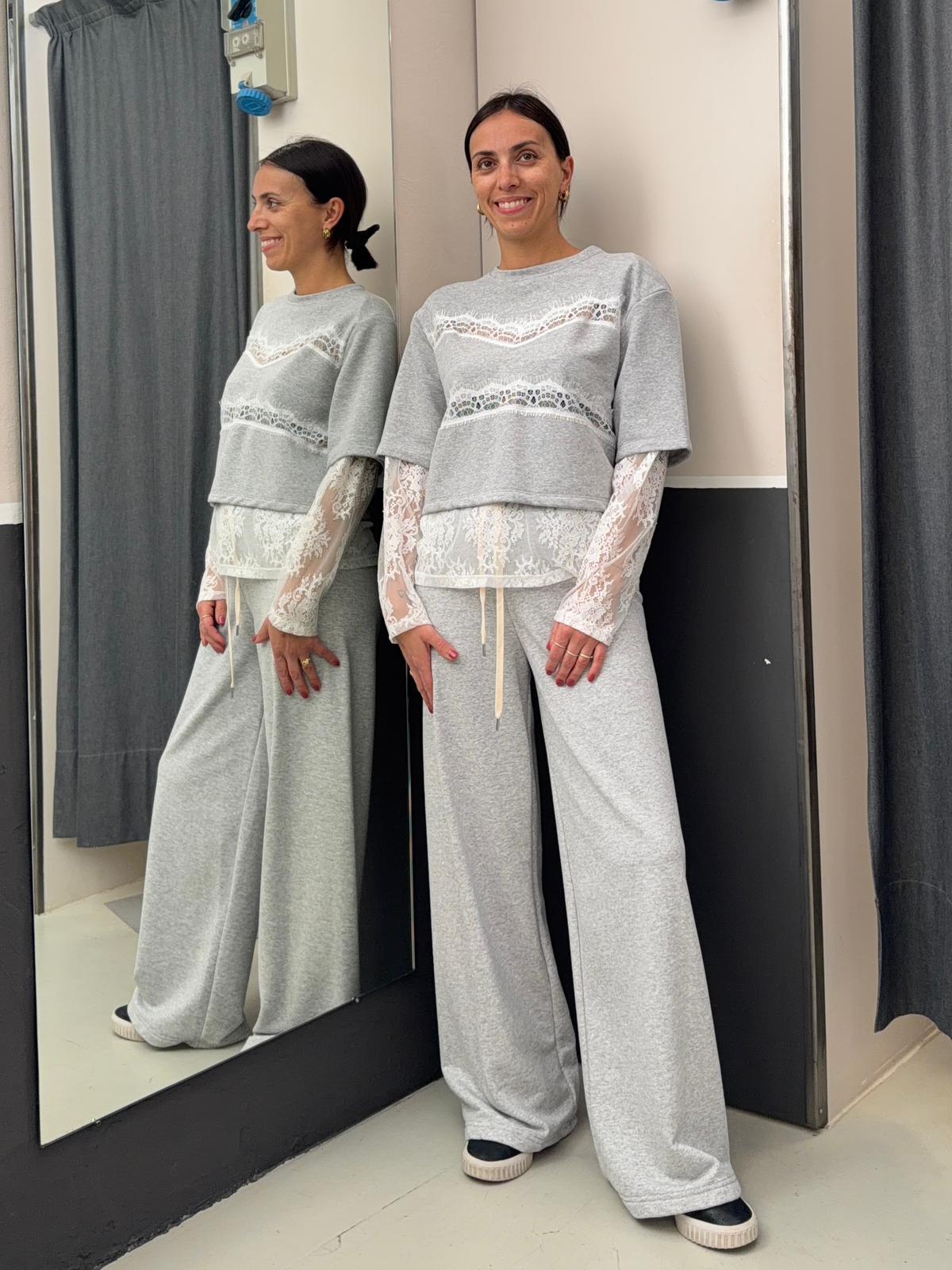 con inserti in pizzo TAB1285GRIGIO VICOLO