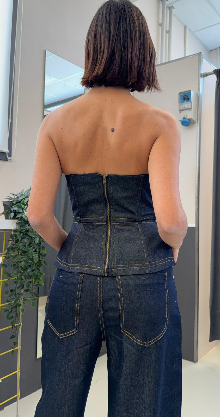 top bustino in denim GLAMAN 5536DARK INDIGO GLAMOROUS