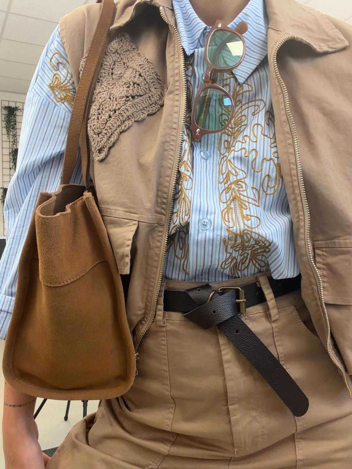 gilet oversize con patch KXGB2764CAMMELLO KIKISIX