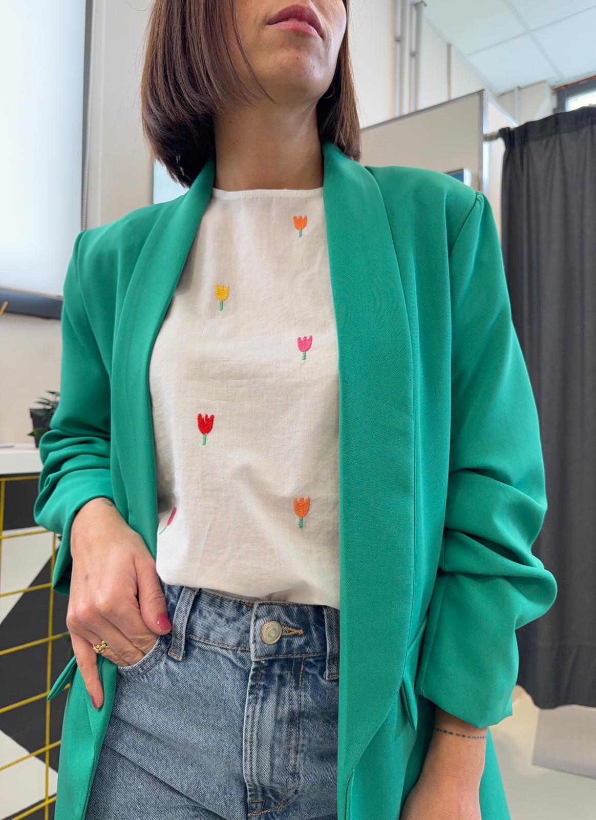 blusa con micro stampa 61C/41009BIANCO COMPANIA FANTASTICA