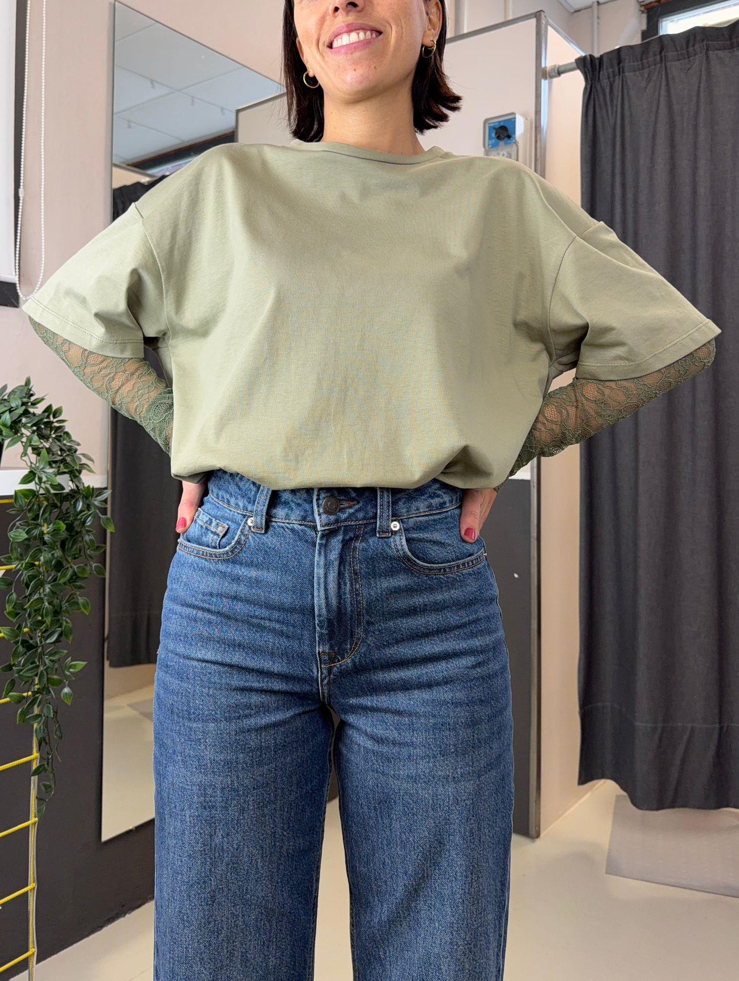 over con maniche in pizzo KXTS2461MILITARE KIKISIX