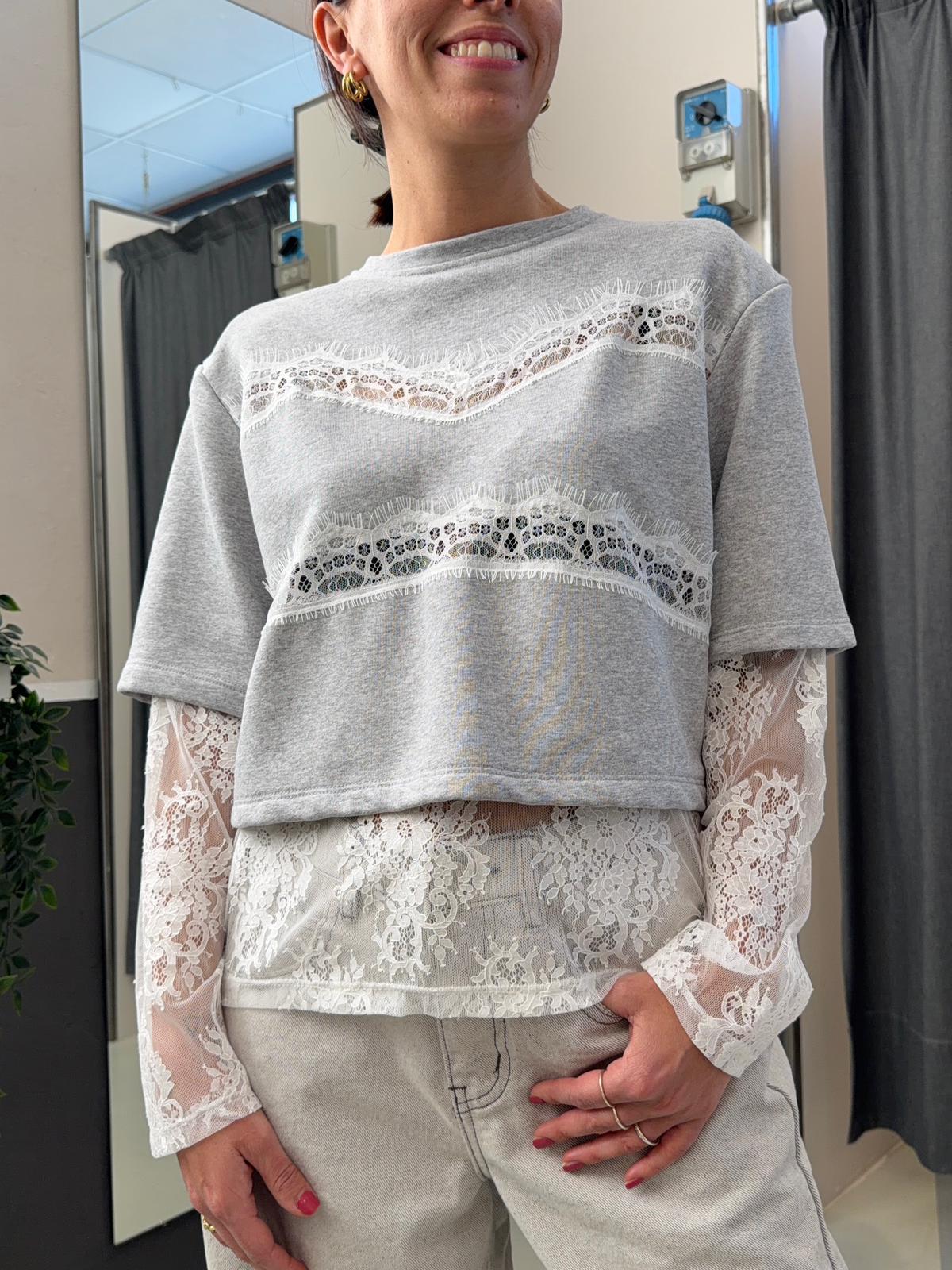 con inserti in pizzo TAB1285GRIGIO VICOLO