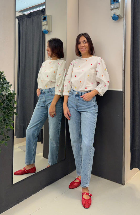 blusa con micro stampa 61C/41009BIANCO COMPANIA FANTASTICA
