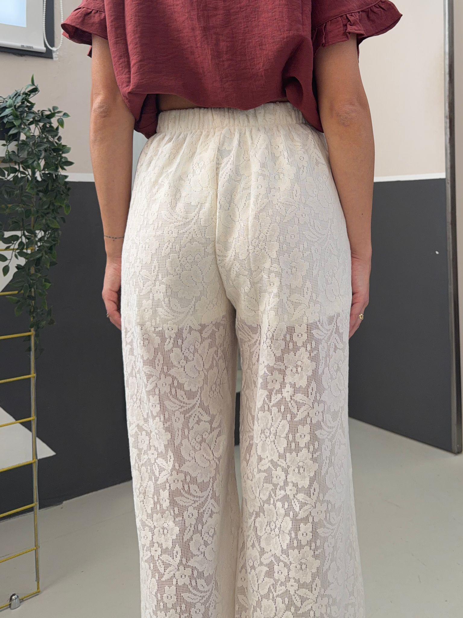 wide legs in pizzo AN5630PANNA GLAMOROUS