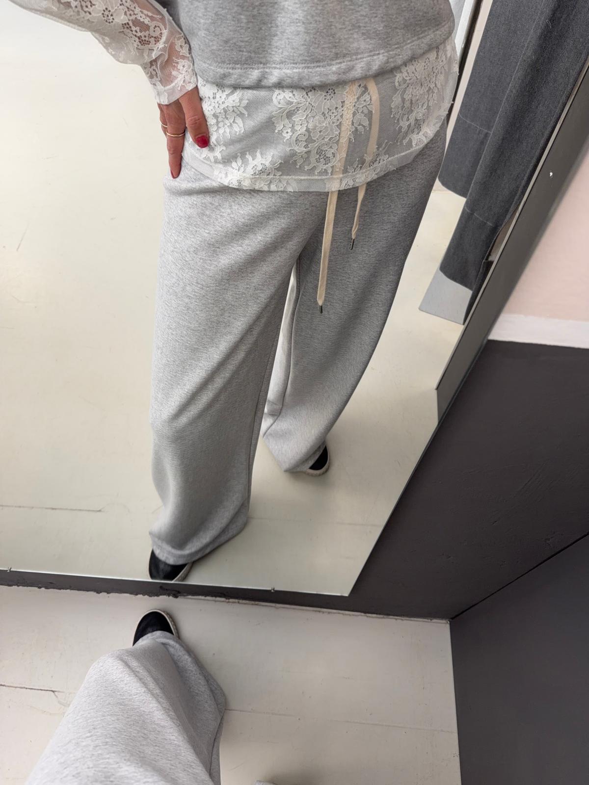 in felpa wide legs TAB0444GRIGIO MELANGE VICOLO