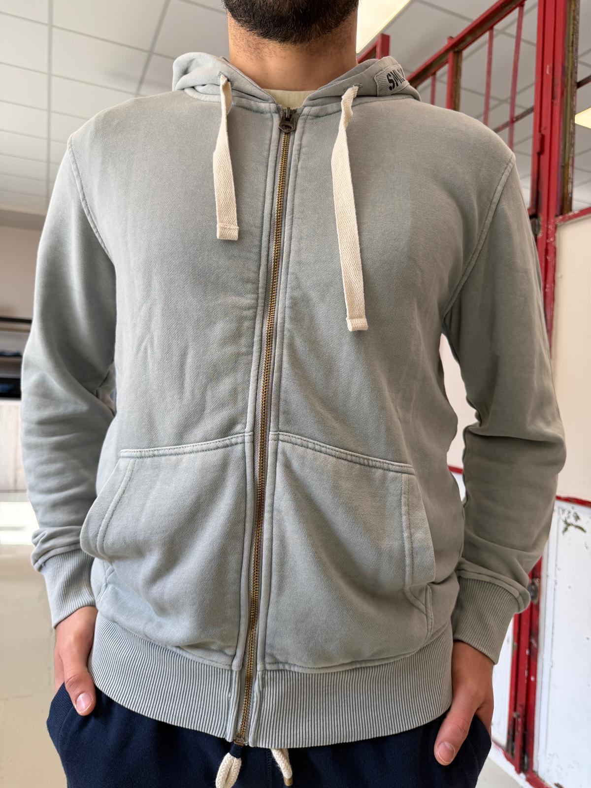 garzata con zip e cappuccio SLE6FP031054GRIGIO SMILING LONDON