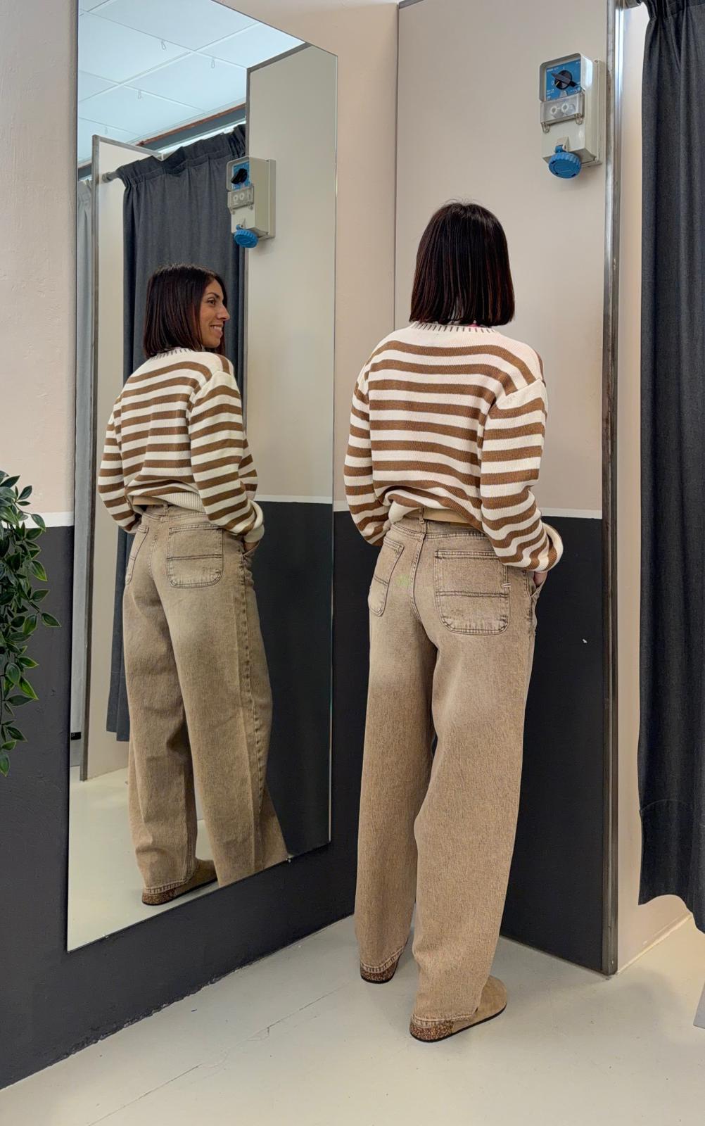 in maglia a righe 26MP20019MARRONE/PANNA MISS LOVE