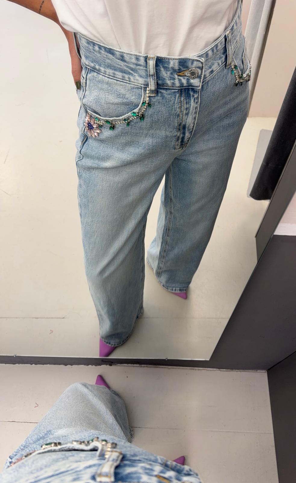 a palazzo con pietre nelle tasche 26MP5661JEANS MISS LOVE