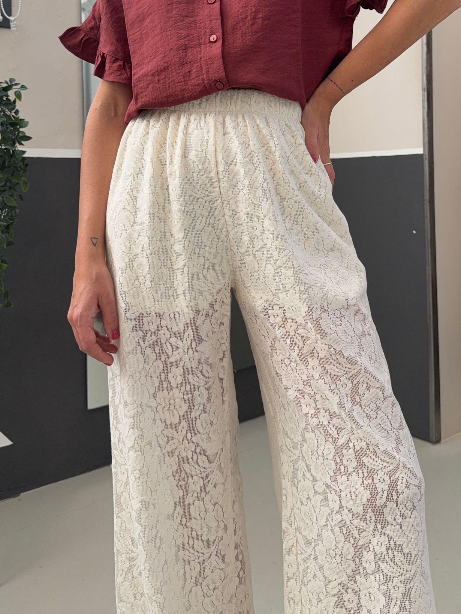 wide legs in pizzo AN5630PANNA GLAMOROUS