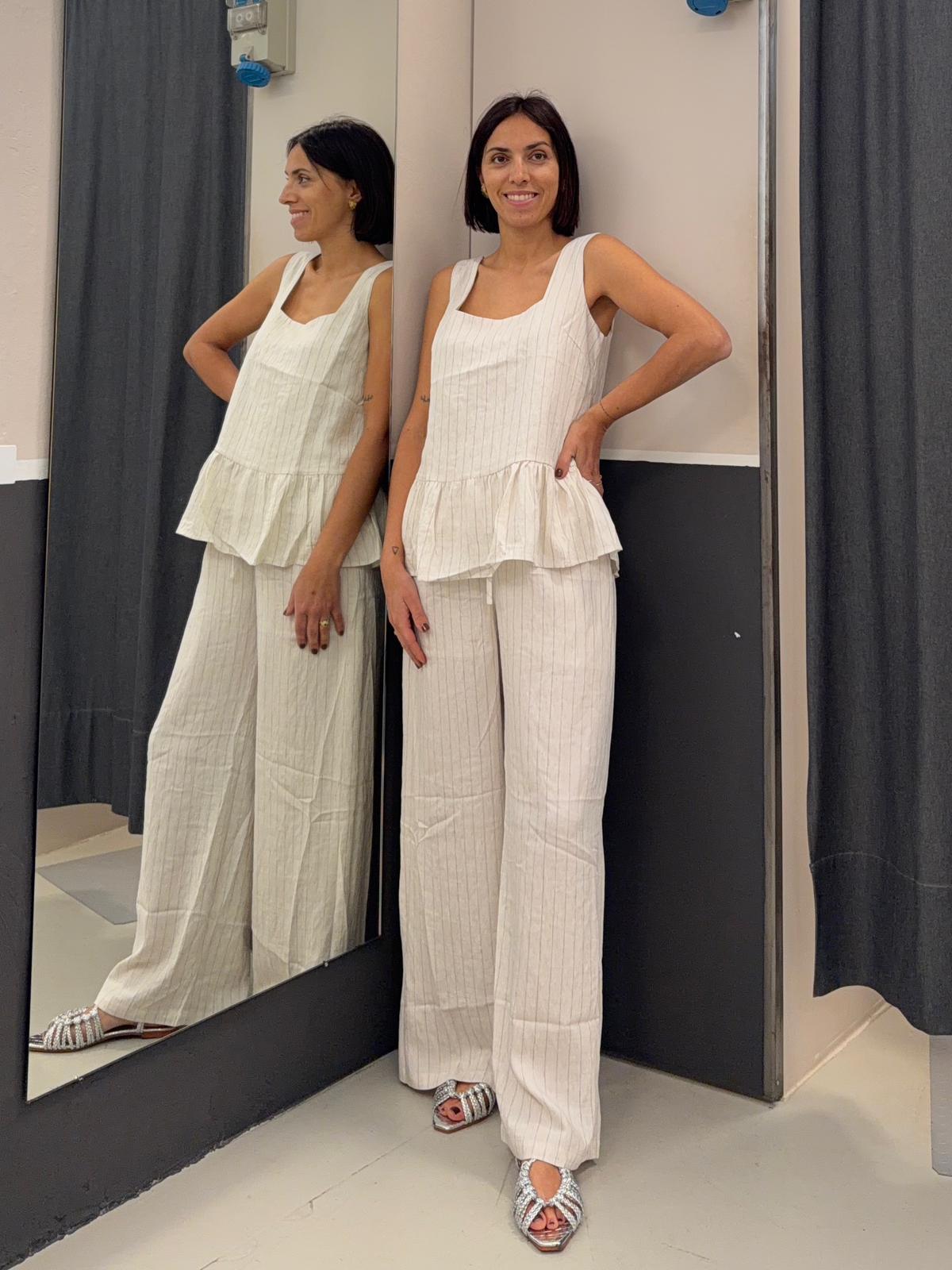 gessato con balza AN5507CREMA GLAMOROUS