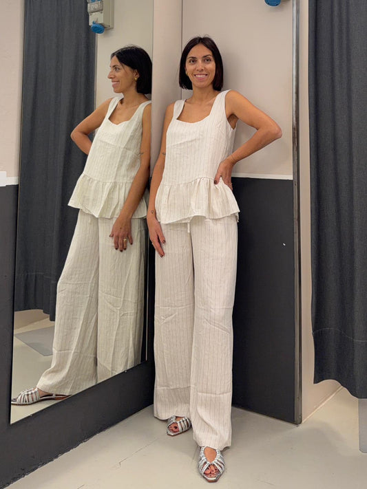 gessato con balza AN5507CREMA GLAMOROUS