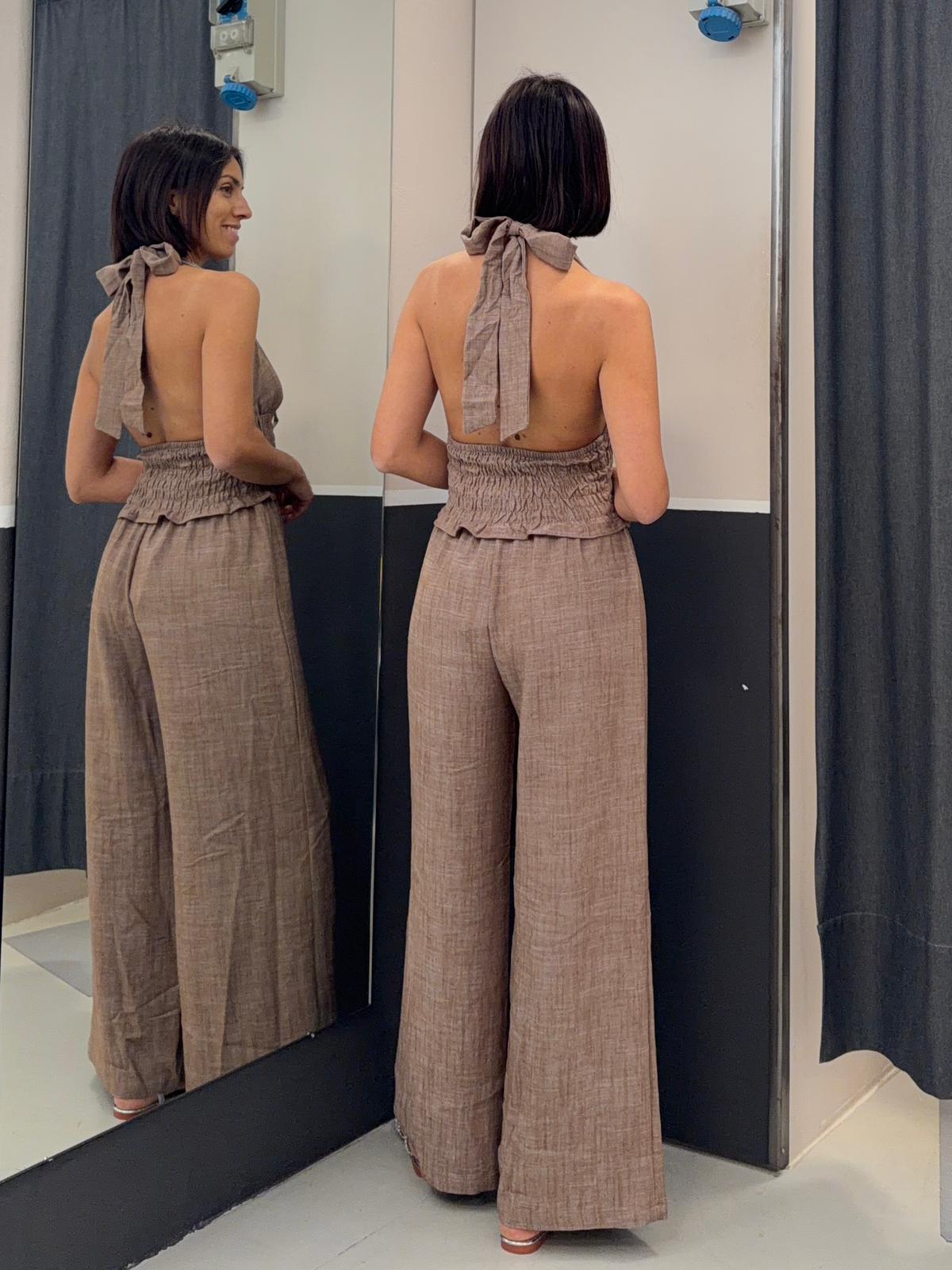 palazzo con elastico AN5385MARRONE GLAMOROUS