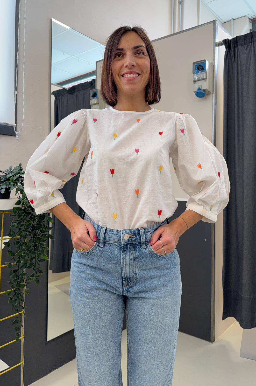 blusa con micro stampa 61C/41009BIANCO COMPANIA FANTASTICA