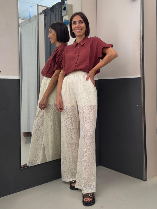 wide legs in pizzo AN5630PANNA GLAMOROUS