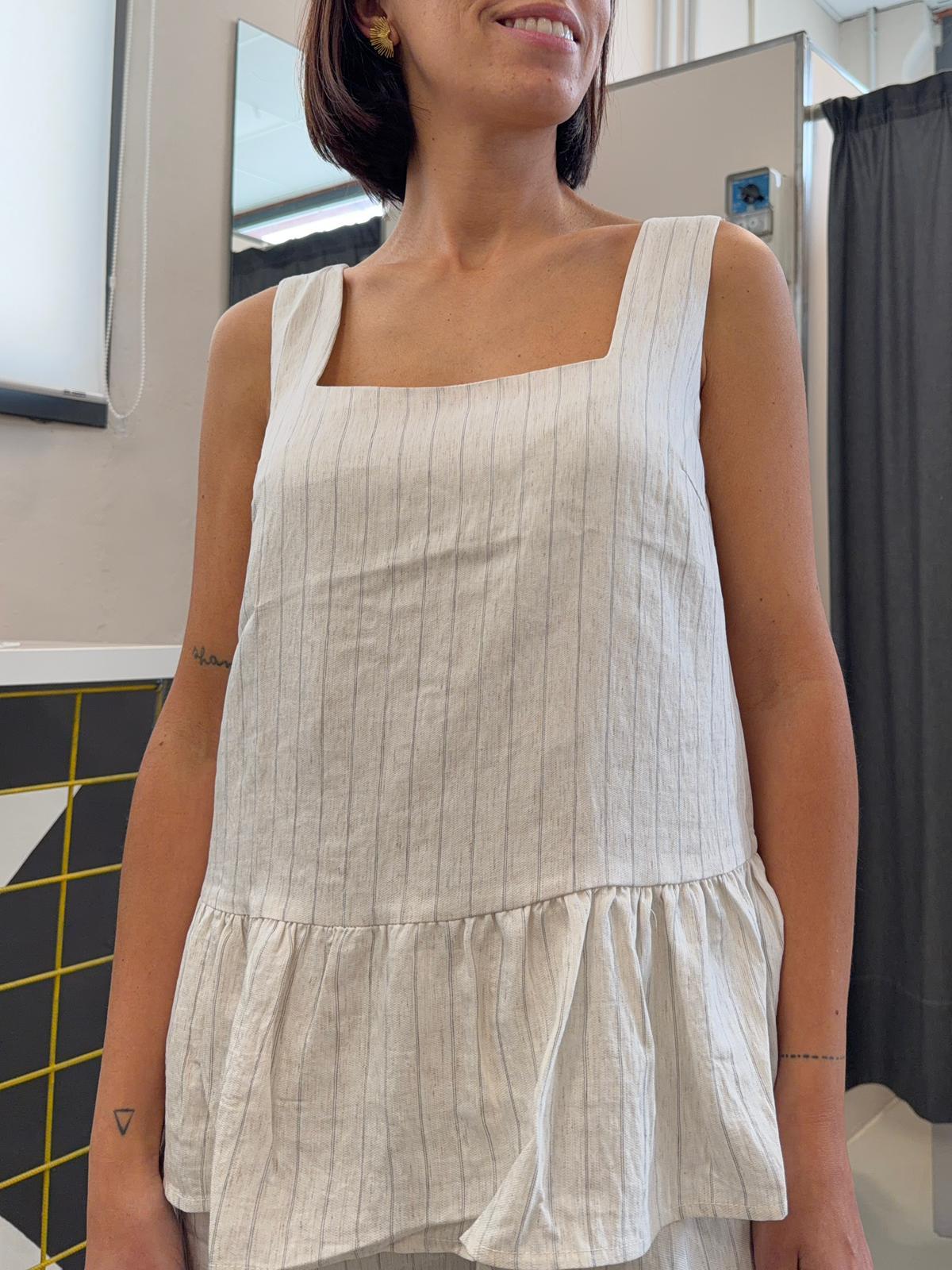 gessato con balza AN5507CREMA GLAMOROUS