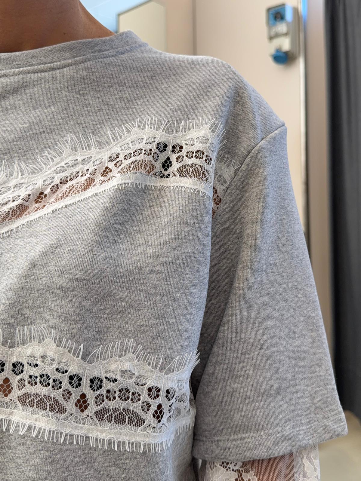 con inserti in pizzo TAB1285GRIGIO VICOLO