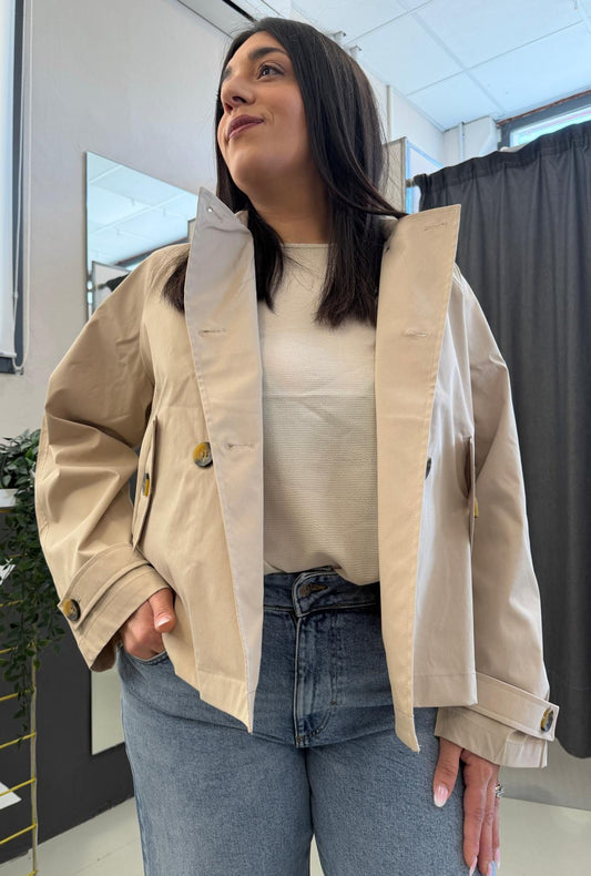 trench corto doppiopetto CARAPRILBEIGE ONLY CARMAKOMA
