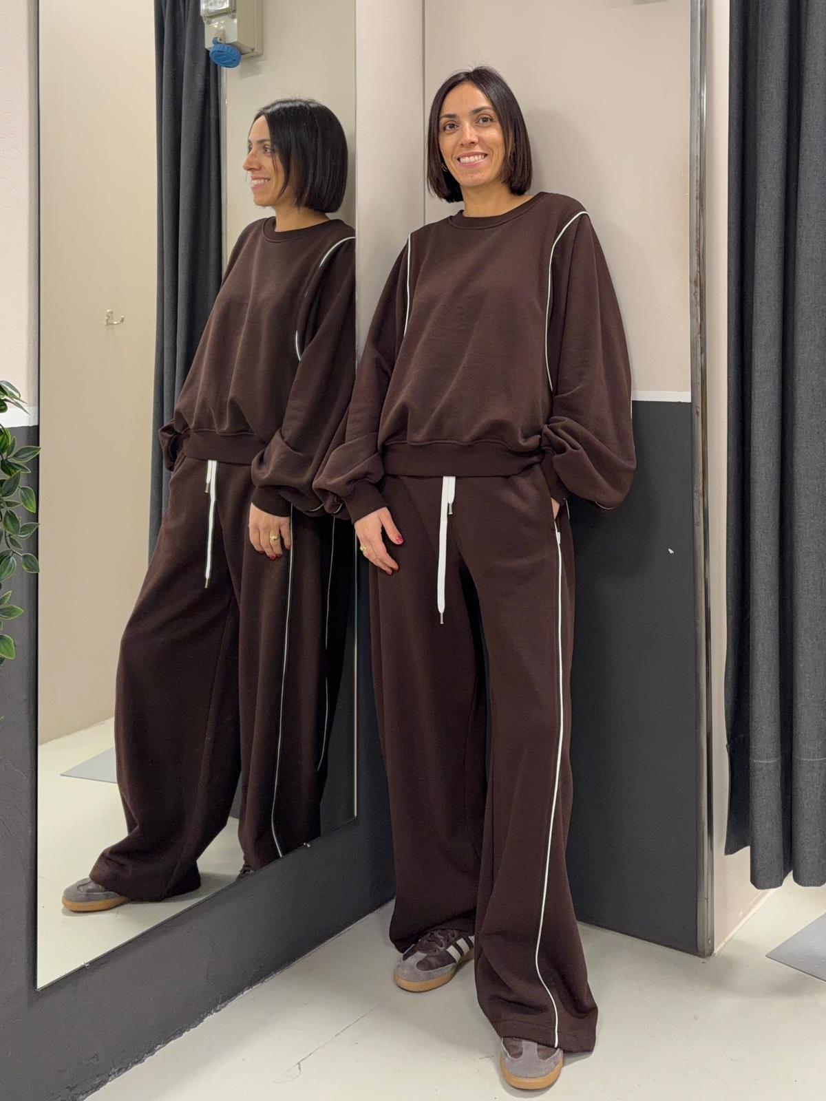 oversize a girocollo TAB0184MARRONE VICOLO