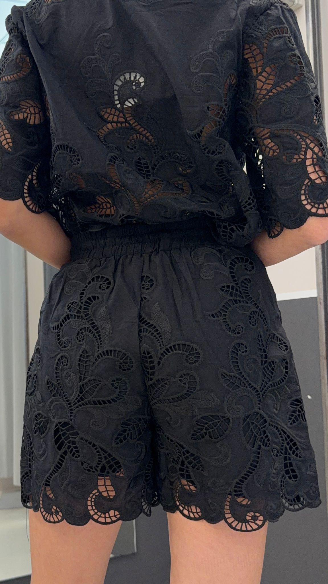 con ricami in pizzo AN5708NERO GLAMOROUS