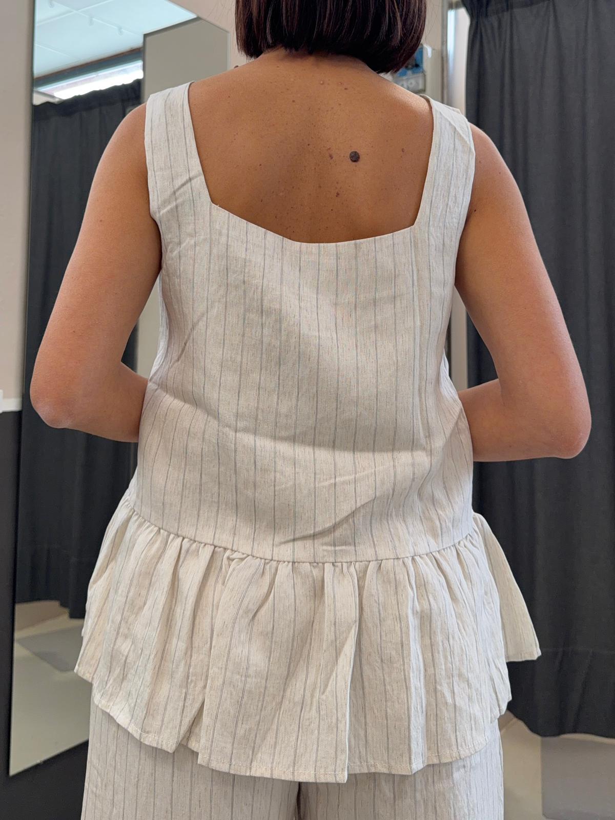 gessato con balza AN5507CREMA GLAMOROUS