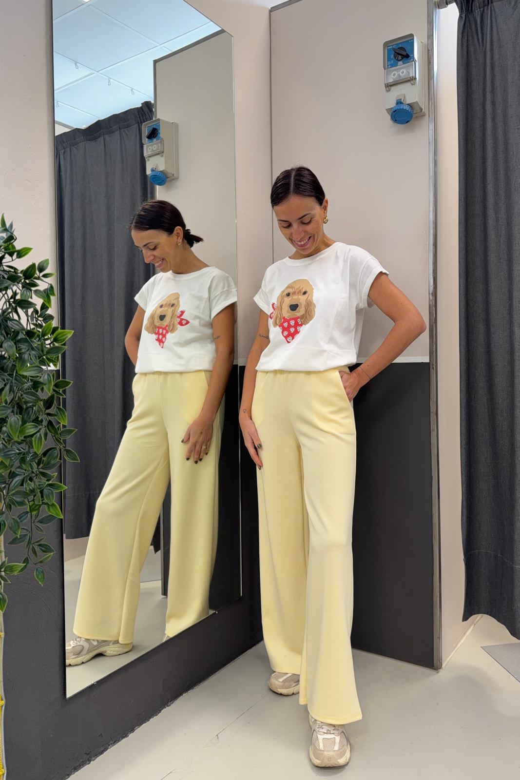 pantalone felpa largo con elastico in vita 26MP11203KQCGIALLO MISS LOVE