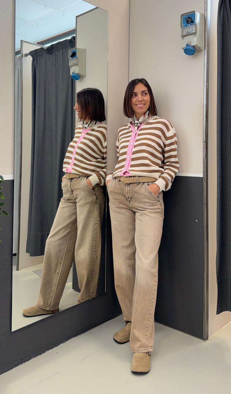 in maglia a righe 26MP20019MARRONE/PANNA MISS LOVE