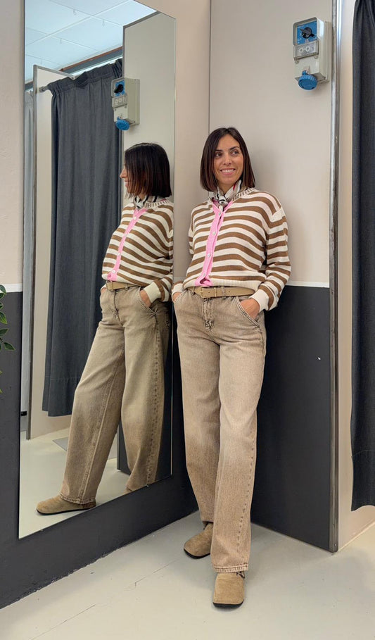 in maglia a righe 26MP20019MARRONE/PANNA MISS LOVE