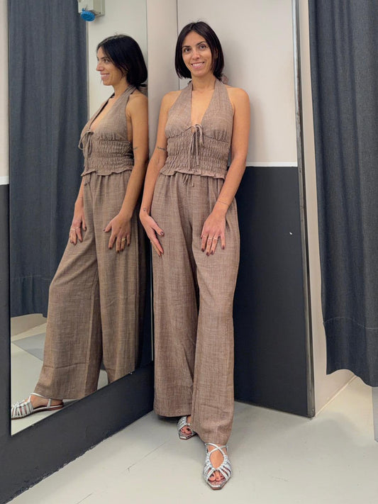palazzo con elastico AN5385MARRONE GLAMOROUS