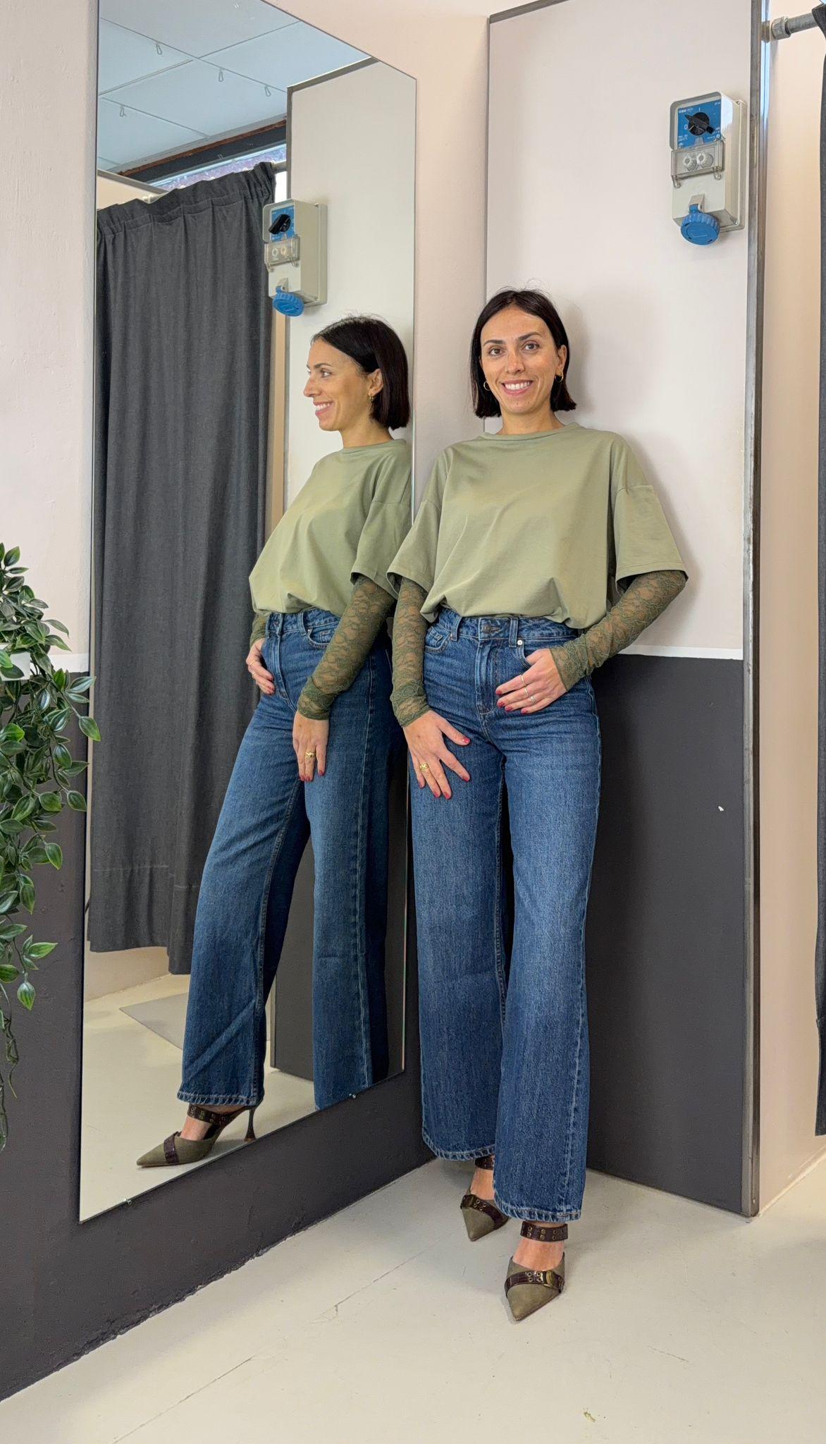over con maniche in pizzo KXTS2461MILITARE KIKISIX