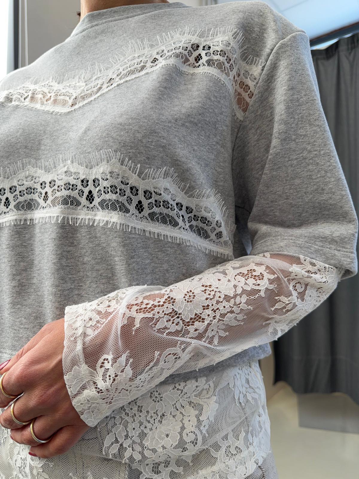 con inserti in pizzo TAB1285GRIGIO VICOLO
