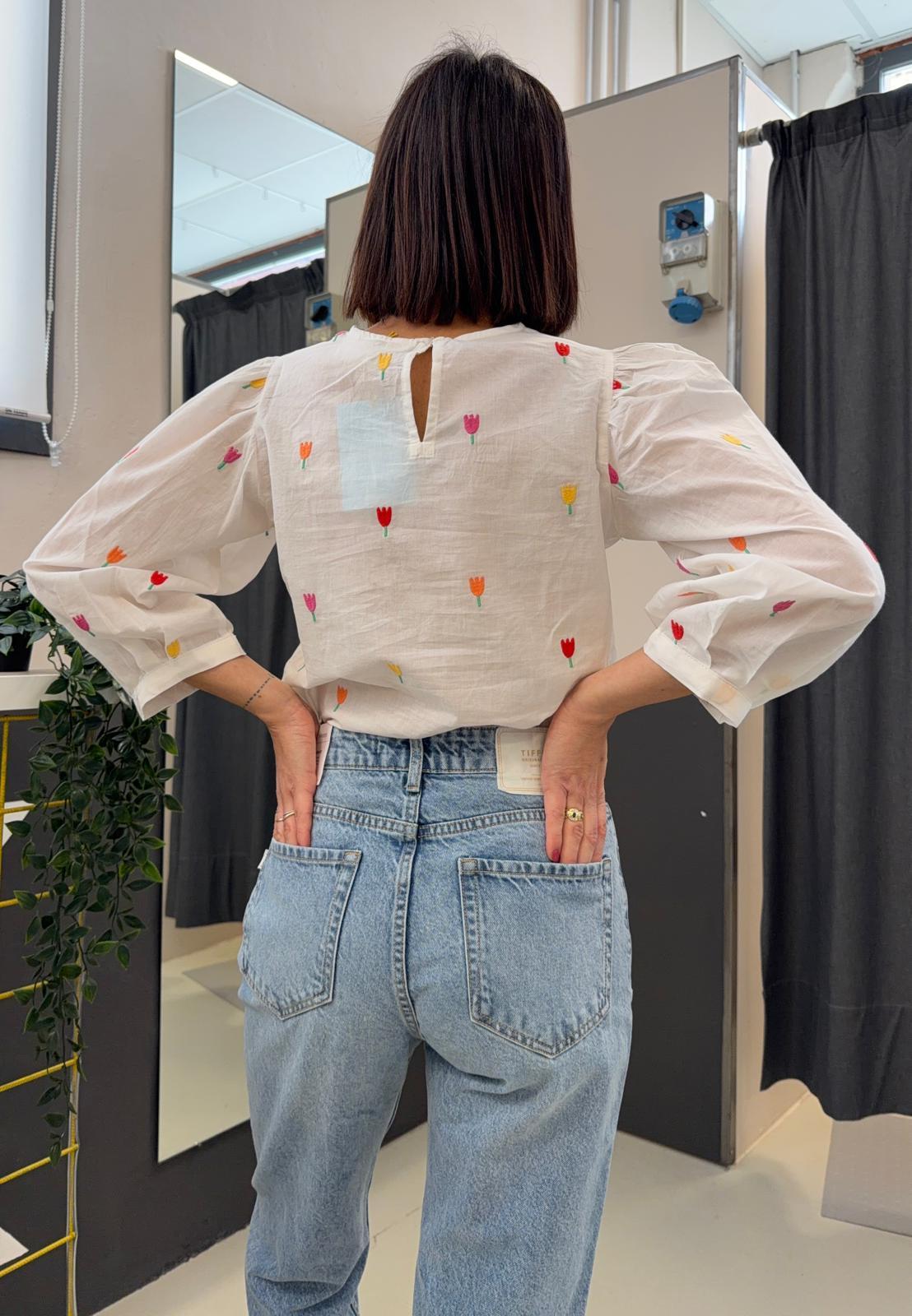 blusa con micro stampa 61C/41009BIANCO COMPANIA FANTASTICA