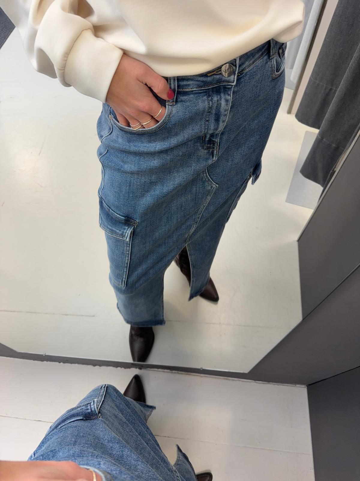 midi con tasconi F883YBFA267JEANS AKé
