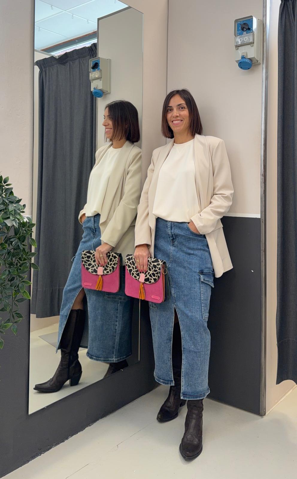 midi con tasconi F883YBFA267JEANS AKé