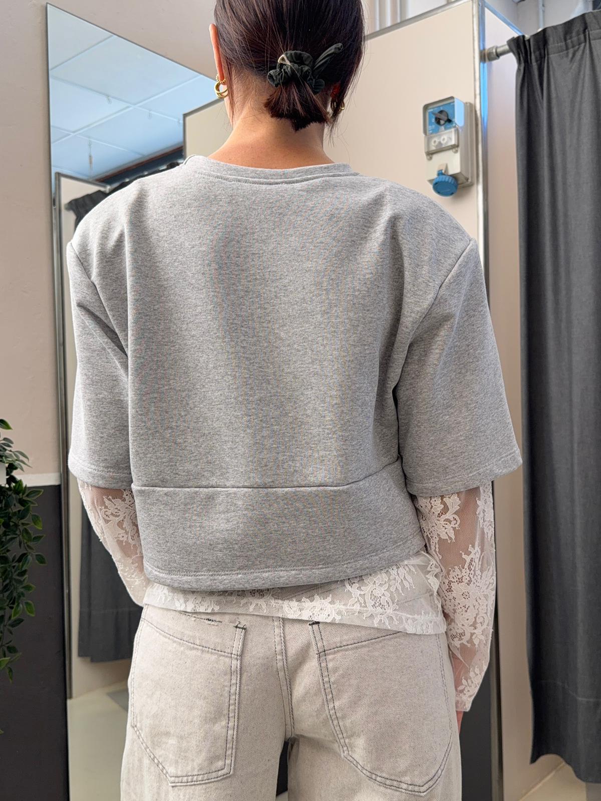 con inserti in pizzo TAB1285GRIGIO VICOLO