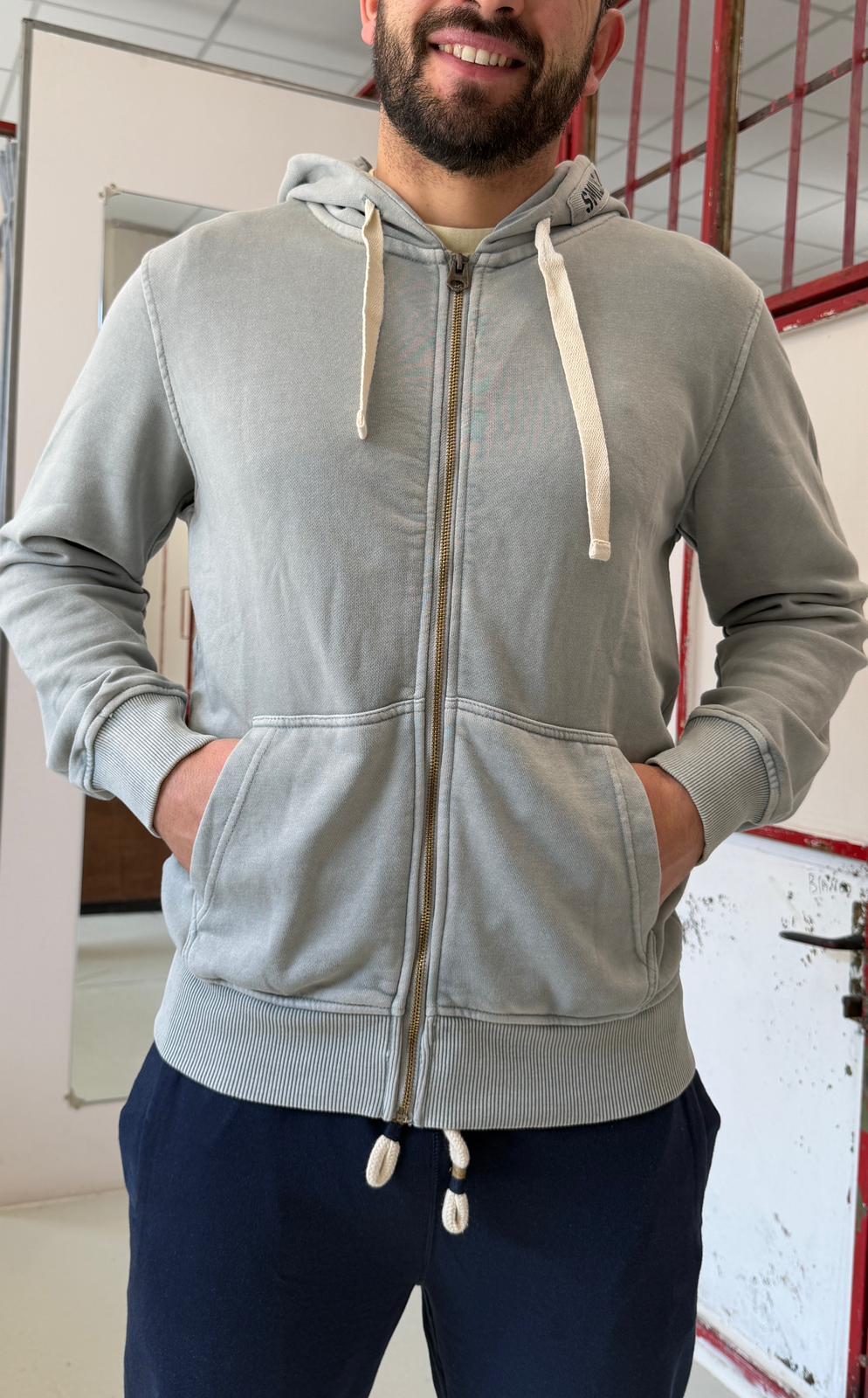 garzata con zip e cappuccio SLE6FP031054GRIGIO SMILING LONDON