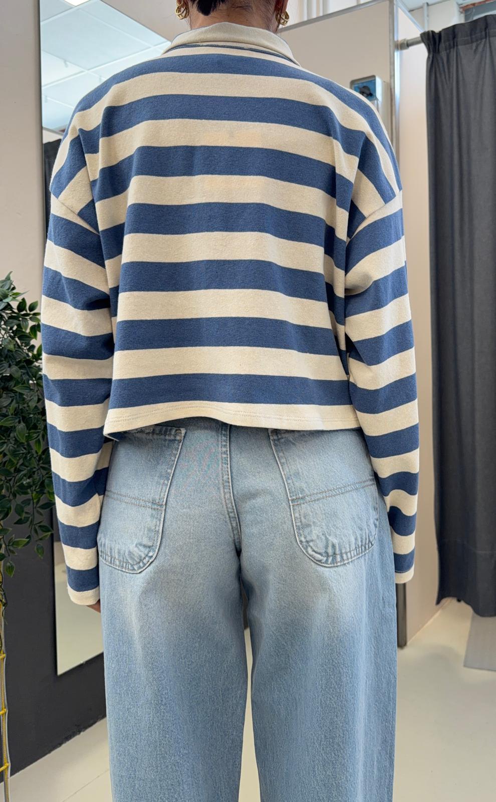 polo righe a maniche lunghe TAB1292AZZURRO/NATURALE VICOLO