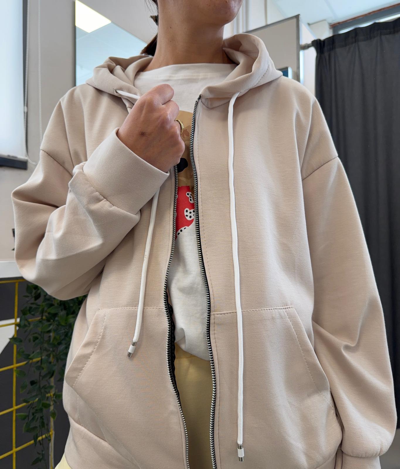 con cappuccio e zip 26MP12921KQCBEIGE MISS LOVE