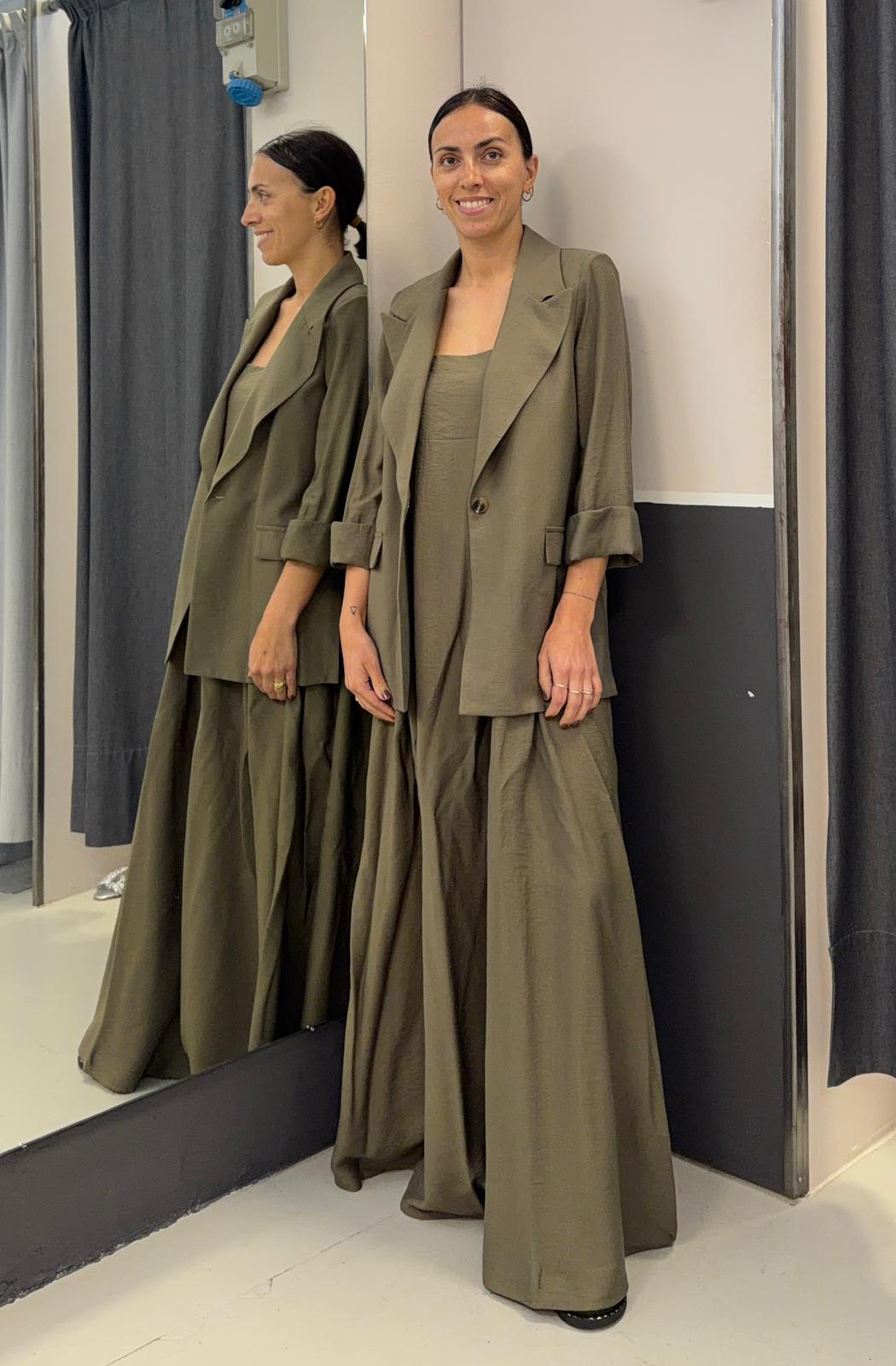 lungo con spalline F888XBF08552MILITARE AKé
