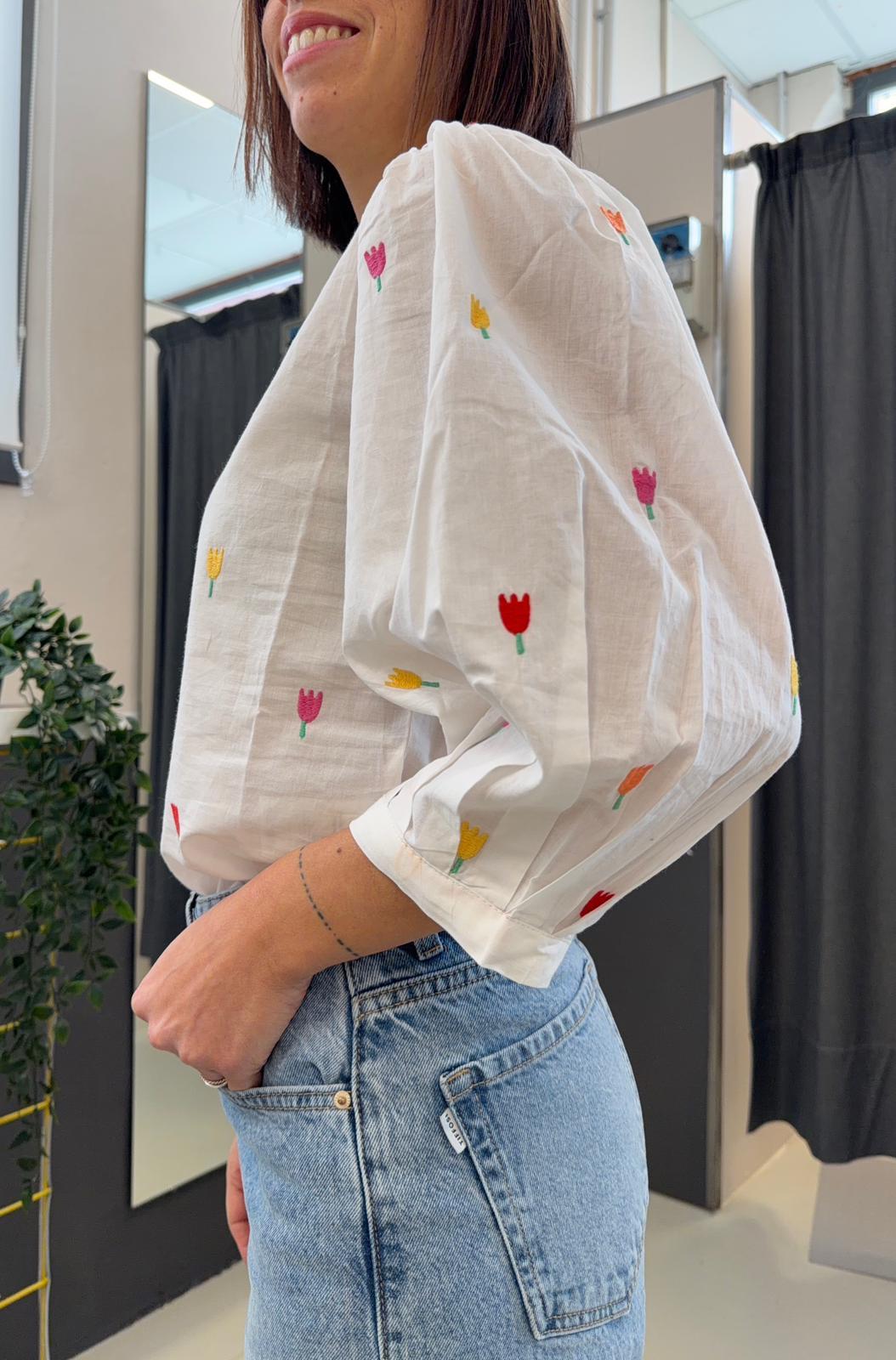 blusa con micro stampa 61C/41009BIANCO COMPANIA FANTASTICA