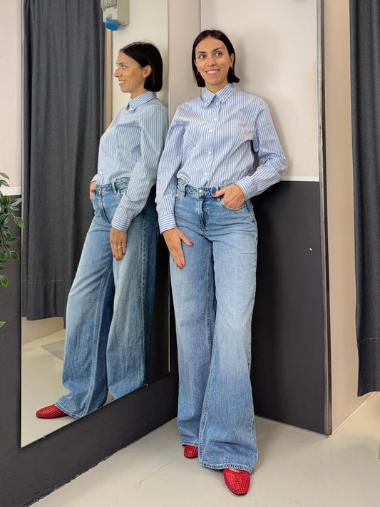 elasticizzata a righe KXCM2443AZZURRO KIKISIX