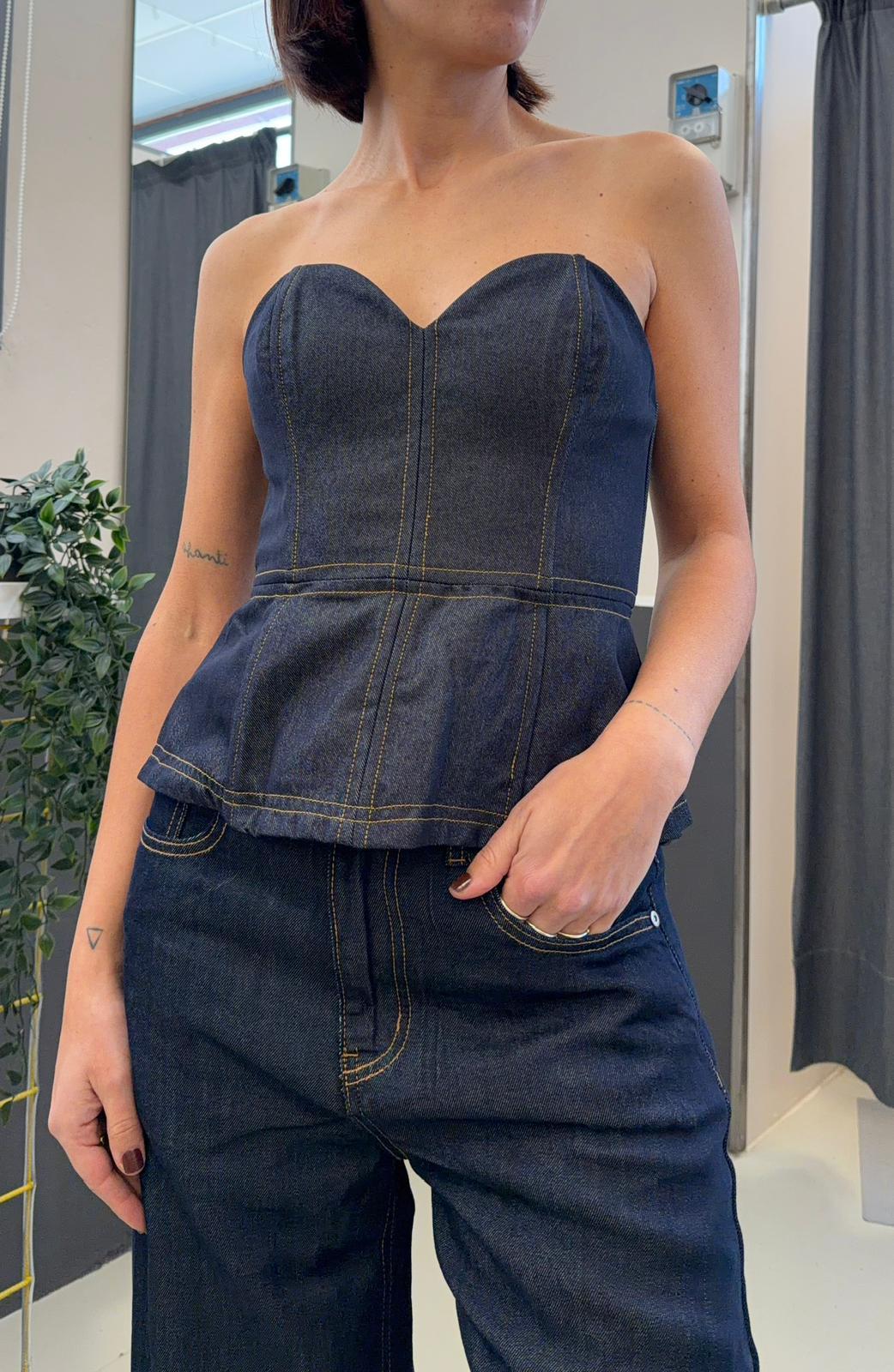 top bustino in denim GLAMAN 5536DARK INDIGO GLAMOROUS