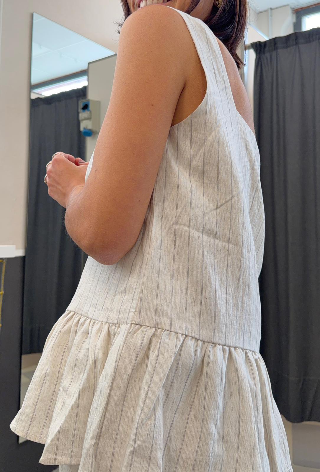 gessato con balza AN5507CREMA GLAMOROUS