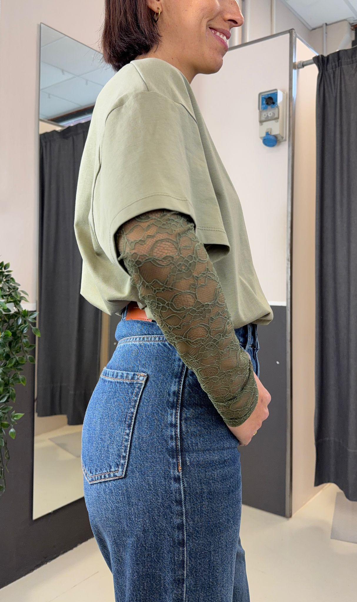 over con maniche in pizzo KXTS2461MILITARE KIKISIX