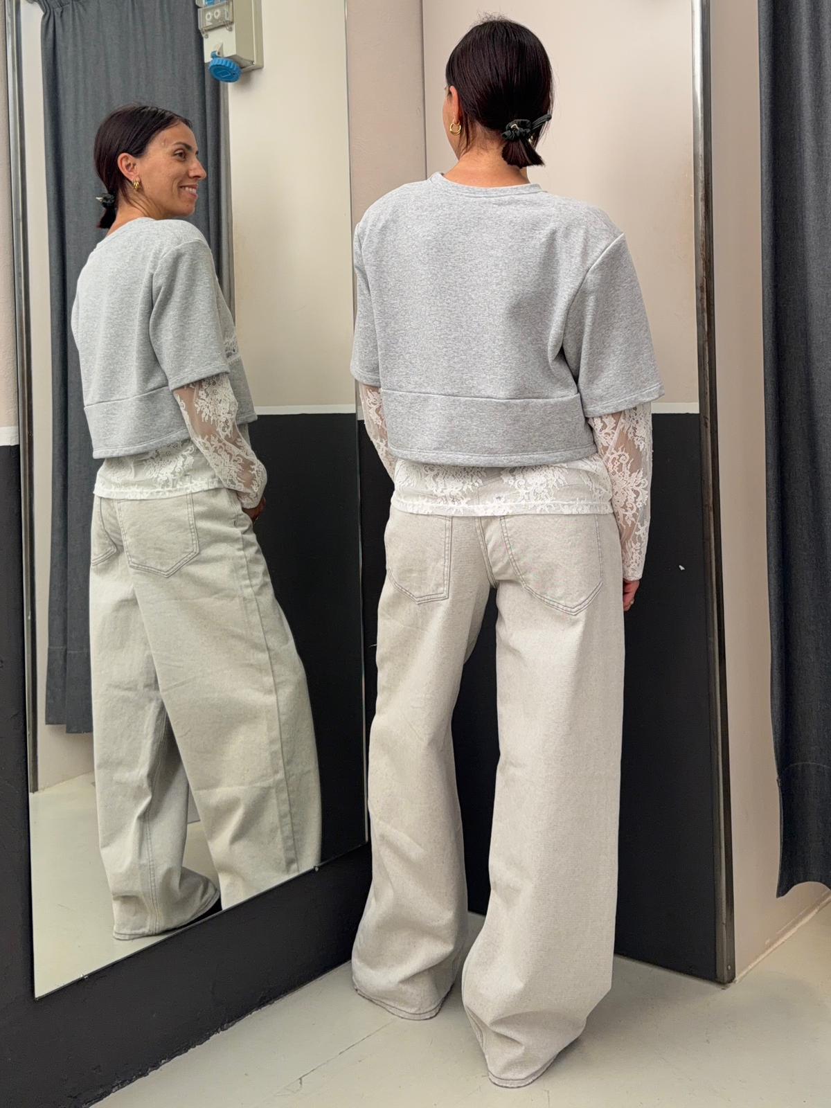 con inserti in pizzo TAB1285GRIGIO VICOLO